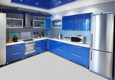 Modern Kitchen Interior In Blue Tones