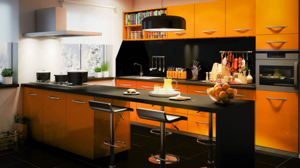 Colorful orange kitchen